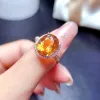 Bague ovale classique en pierre précieuse pour un usage quotidien, 10 mm x 12 mm, 5 carats, qualité VVS, citrine naturelle, 3 couches, plaqué or 18 carats