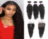 Brazilian Deep Wave Curly Human Hair Weaves 3 Bundles With 4x4 Lace Closure Bleach Knots Closures9291777