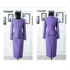 ZJYT Luxury Beading Sequins Dress Set 2 -Piece Women Elegant Party Purple Tweed Woolen Jacket kjoldräkt Office Lady Outfit 4xl 231225