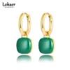 Lokaer à la mode en acier inoxydable carré charme boucles d'oreilles plaqué or bleu noir blanc émaillé boucle d'oreille pour les femmes E22086 231225