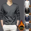 Camisetas para hombres Otoño Primavera Hombres Top Manga larga Forro de terciopelo Jersey Grueso Suave Cálido Casual Camiseta de fondo