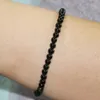 MG0010 Bracciale intero da 4 mm con tormalina nera di grado A, mini braccialetto con pietra preziosa nera, protezione energetica da donna, gioielli 316S