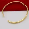 Женский тонкий браслет из желтого золота, классический овальный простой гладкий браслет, модные ювелирные изделия в подарок, 50 мм 59 мм2282