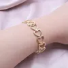 Bangle 2PCS Luxury Gold Silver Color Heart Bangles For Women Stainless Steel Open Hand Bracelets Bohemian Jewelry Valentine's Day Gift