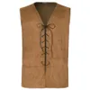 Men's Deerskin Veet V-neck Solid Color Steampunk Vest Gothic Retro Victorian Jacket Gentleman Cosplay Costume