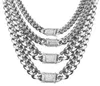 Collier chaîne cubaine Miami en acier inoxydable, 618mm de large, boîte en Zircon CZ, serrure, gros bijoux Hip Hop lourds 267F3110028