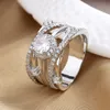 Silber Farbe Multilayer Wicklung Intarsien Kristall Strass Zirkon Weiblichen Metall Ring Für Frauen Partei Schmuck Zubehör