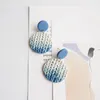 Stud Earrings Trendy Multi Gradient Colors Round Shape Handmade Braided Knitting Pattern Big Polymer Clay Earring Sets Women Jewelry