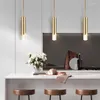 Pendelleuchten Moderne Einzelkopf-Schlafzimmer-Nachttisch-Kronleuchter Einfaches Restaurant Kunstlicht Luxus Drei nordeuropäische Bar-Gold-LED