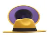 2021 England Style Men Patchwork Felt Jazz Fedoras Women Church and Party Hats Big Wide Brim Ladies Couple Fedora Hats2406856