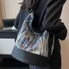 Sacs à bandoulière Sacs à main Grande capacité seau sac à main été femmes denim cuir patch travail messager sac température épaule bagblieberryeyes