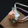 Decorative Flowers 8pcs/pack Pink Series Artficial Wrist Simulation Hybrid Flower Event Party Wedding Prop Festival Friend Gift