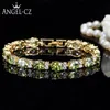 Dubai amarelo ouro cor jóias oval oliva verde cristal conectar bling cz elegante senhoras pulseira para mulher ab079 link chai267i