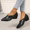Dress Shoes Large Size Soft Leather Shallow Mouth Pointed Thick Heel Women 2023 Spring Autumn Snake Scale Pattern High Heels