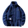 Manlig lapptäckjacka ytterkläder teddy fleece med stand up collar vinterjacka svettjacka med zip fleece tröja män 231226