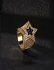 Anelli di gioielli da uomo di moda Hip Hop Anelli di bling con stella a cinque punte Anello ghiacciato con zirconi Hiphop in argento dorato4339520