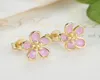 Wholesale-Pink Sakura Ring Luxury Designer Jewelry for with original box plated 18K gold high quality ladies earrings holiday gift4027950