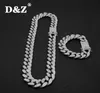 DZ 20mm Iced Out Cuban Necklace Chain Hip Hop Jewelry Holdry Gold Silver Color Rhinestone CZ Clasp for Mens Mens Netclaces LI4937800