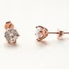 Pure Silver Six Claw Rose Gold Mosonite Earrings Colorful Pink Mosonite Earrings with Certificate Temperament Mosonite