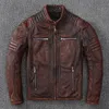 Giubbotti moto vintage Giacca in pelle da uomo 100% vera pelle di vacchetta Cappotto da motociclista maschile Abbigliamento Autunno Taglia asiatica S-5XL M696 231226