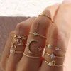 Pierścienie Pierścienie pasujące do gwiazdy księżycowej dla kobiet Anillos Mujer Gold Ring Set Bague Girls Anillo Bohemian Jewellery Slytherin Akcesoria G1125