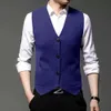 Men's Wool Single Breasted Fashion Casual Slim Clothing Wedding Groomsmen Business Office Vest