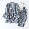 Women's Sleepwear Japanese Kimono Pajamas Cotton Men And Couples Thin Spring Summer Set Pijamas Home Nightwear Homewear