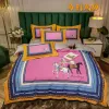 High-end Luxury White Designer Bedding Sets Silk Queen King Size Duvet Cover Bed Sheet Fashion Summer Pillowcases