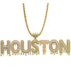 Hip Hop Custom Name Necklace Sparkling Crown Drip Letter Pendant Tennis Chain Necklace For Men & Women Gold Silver236W