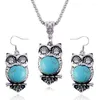 Ketting oorbellen set dames multi-stijl Turkoois hanger en mooie vlinder hartvorm