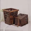 Waste Bins Thai Solid Wood Trash Bin Light Luxury Creative Retro New Chinese Style Bedroom Kitchen Home Living Room Wooden Drop Delive Otkfe