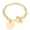 Classico Carve Forever Love Heart Bracciale per donna Acciaio al titanio Colore oro Gioielli donna Pulseras Lover Gift257s