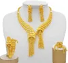 24K guldfärg smyckesuppsättningar för kvinnor brud lyxiga halsband örhängen armband ring set indiska afrikanska bröllop fina gåvor 2107208712121