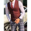 Men's Wool Tweed Men Vest for Business Man One Piece Suit Waistcoat V Neck Wedding Tuxedo