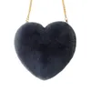 Winter Cute Heart-shaped Faux Fur Crossbody Bag Artificial Rabbit Hair Chain Shoulder Bag Soft Warm Plush Bag Bolsa Feminina 231226