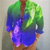 Men's Casual Shirts Dazzling 3D Print Designer Streetwear Buttoned Fashion Tops Elegant Long Sleeve Social 2024
