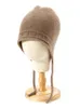 Женская осенне-зимняя тонкая кашемировая вязаная шапка-бомбер на шнурке, теплые мягкие наушники, русские шапки, теплая настоящая пашмина # 100 231225