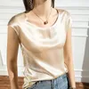 Dames T-shirts Hoge Kwaliteit 2023 Vrouwen Tops Splice Pure Kleur Lente Zomer Mouwloos Los vrouwelijk T-shirt Sexy Casual Blouse Kleding Y2k