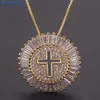 MHS SUN Luxury Round CZ Zircon Necklace Catholic Cross Pendant Chain Necklace Collier Femme Gold Color Jewelry Christmas Gift235g