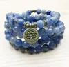 SN1165 Bracelet de perles Mala pour femmes, Design de haute qualité, collier Yogi tendance, Bracelet à Quartz Lotus bleu Aventurine 8531832