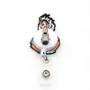 10pcs lot Medical Key Rings Felt Retractable Black Nurse Shape Badge Holder Reel For Gift284M
