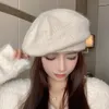 Berets Fashion Women Hat Hat Solid Color теплый берет винтажный вязаный вязаный