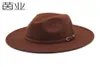 Kwiat szary wełniany kapelusz mężczyźni i kobiety Fedora Hat Flat Brim Broadbrimmed Hat Su Li Wool Cap29K3651428