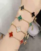 S925 Sterling Silver Five Flower Four Leaf Clover Armband Female Classic White Fritillaria For Girls Lucky Light Luxury Armelets2972278