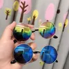 Lunettes de soleil rondes pour enfants avec monture en métal lunettes rétro garçon et fille punk UV400 lunettes pour enfants 2-8 ans 231226