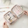 Lagring Vattentät kosmetisk påse Dubbelskiktad makeup borstlagring Multifunktionell stor kapacitet Lady Travel Clear Makeup Väskor 231226