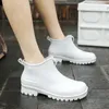 Moda kadın ayakkabıları su geçirmez kaymaz kauçuk botlar bayanlar rahat slip-on flats rainboots kadın yalıtımlı bahçe galoshes 231226