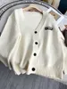 Women's Knits & Tees Designer Brand Academy Style V-neck Milk White Wool Cardigan Loose and Lazy Coat 2023 Early Autumn New Thick Sweater for Women 8SY2