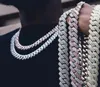 Miss Drop Custom Jewelry Hip Hop Men Women 14K White Gold Splated Cz Diamond Iced Out Cuban Link Chain Bransoletka Naszyjka 238B3784711