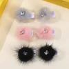 Akcesoria do włosów 6pcs Faux Fur Spininy do włosów dla dzieci słodkie dziewczyny klipsy barrettes moda dzieci zima pluszowe nakrycia głowy